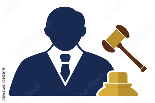 Judge gavel silhouette icon, Judge hammer silhouette vector, Judge gavel icon vector illustration.