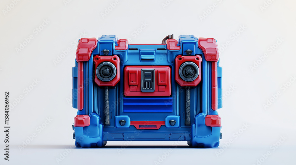 Fototapeta premium Robot toolbox red and blue on a white background,3d rendering
