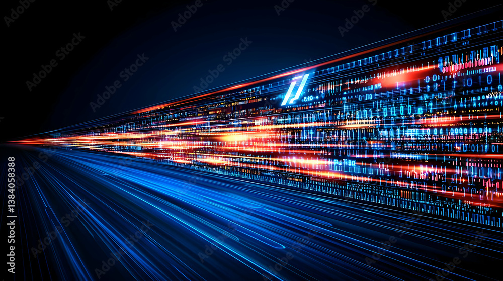 Abstract Digital Data Stream At Night