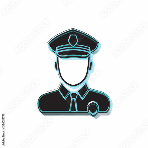 Faceless officer patrols area safeguarding public order