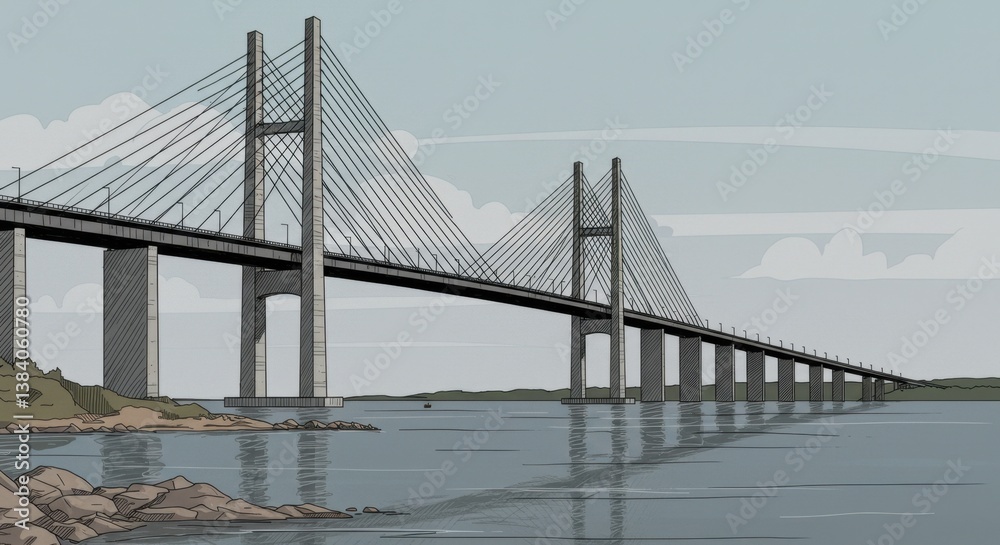 Obraz premium Oresund Bridge Illustration
