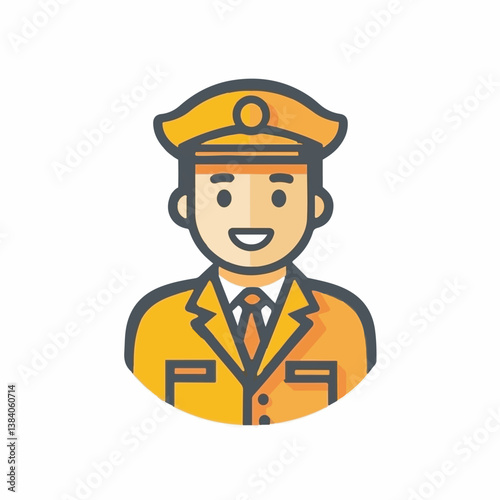 Smiling officer avatar presents character icon vector depiction
