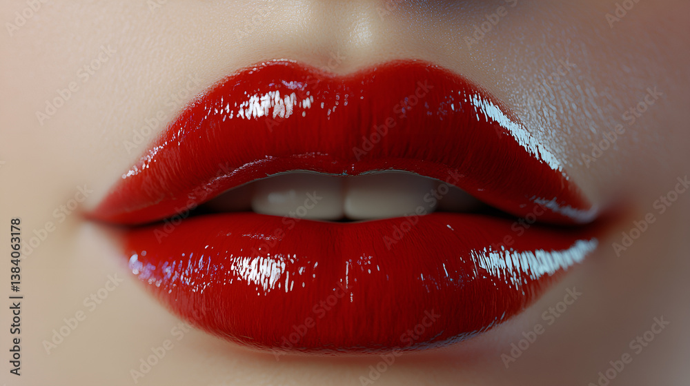 Obraz premium Red lipstick on lips