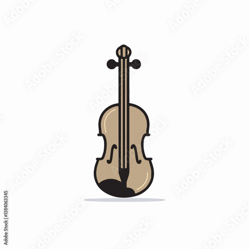 Musical violin stands centered calmly isolated graphically