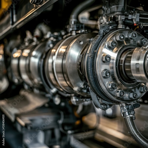 A detailed close-up of a semi-truck axle, showcasing its intricate pneumatic system in a mechanical workshop.