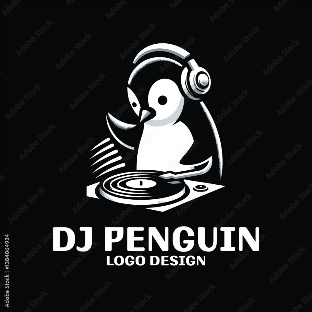 DJ Penguin Vector Logo Design