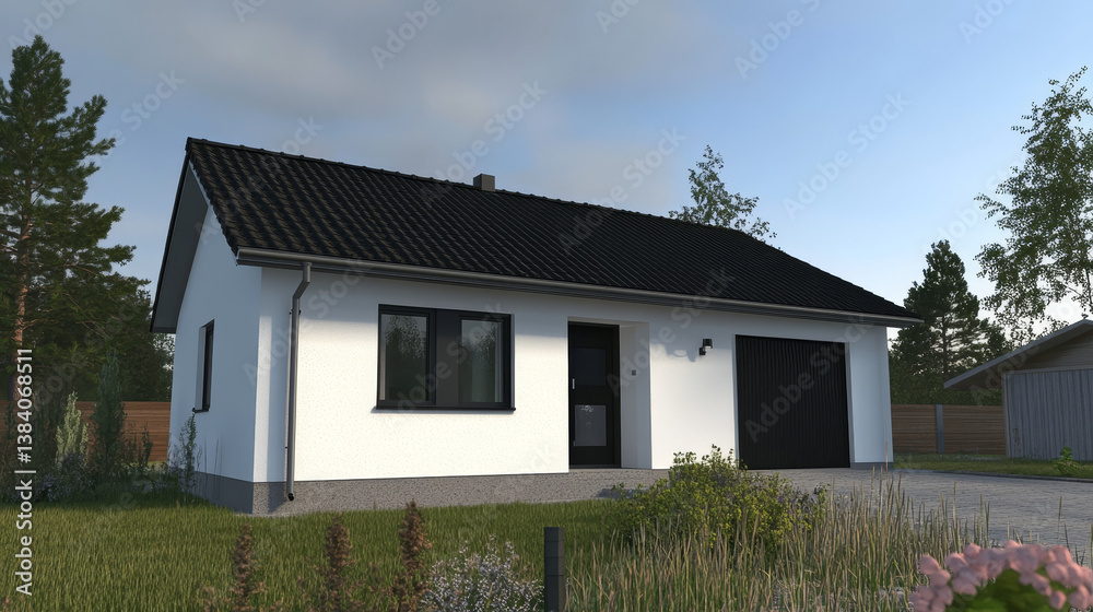Minimalist kitchen,White wall mockup- 3D rendering Minimalist kitchen,White wall mockup- 3D rendering