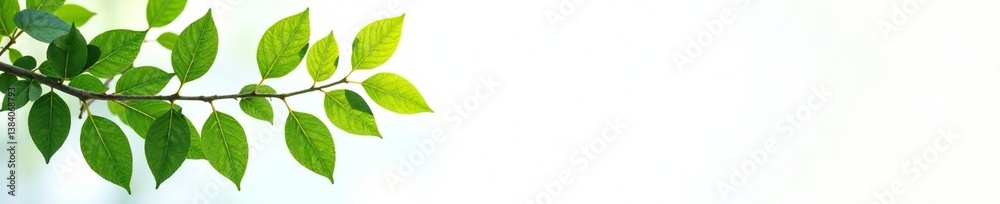 Naklejka premium Long branches with leaves isolated on white background, greenery, foliage
