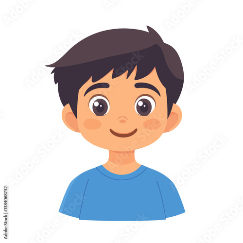 A melancholic young boy with tears is depicted in a minimalist modern art illustration set in a flat style