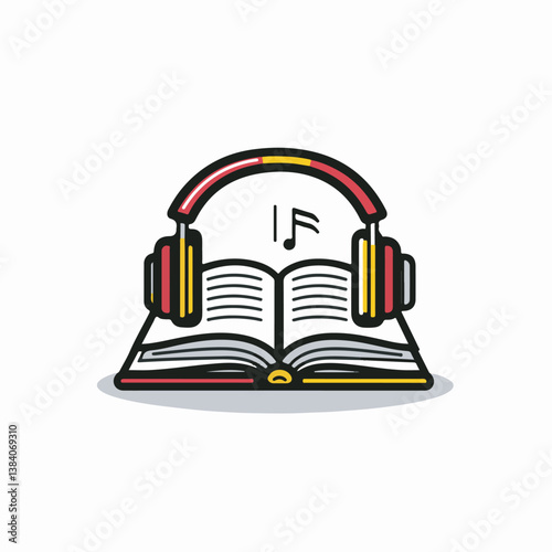Audiobook icon headphones read book study listen white