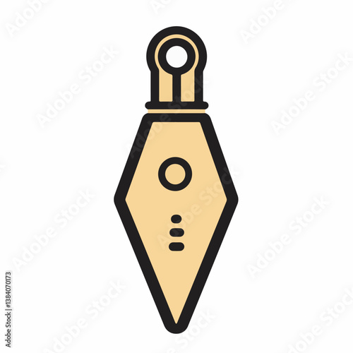 Tan kunai hangs down isolated modern background detailed outline