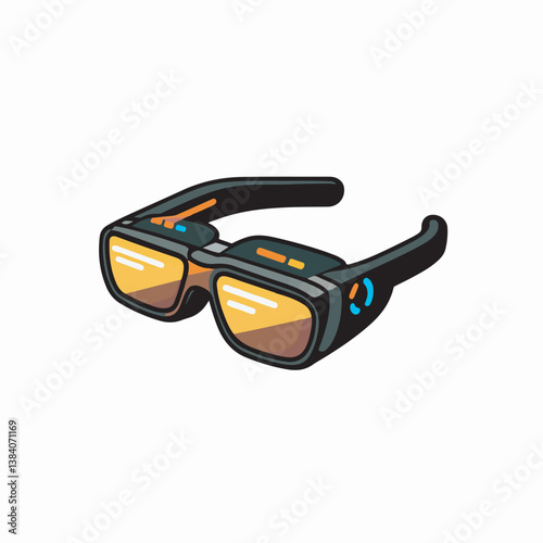 Virtual reality glasses shine white background augmented vision