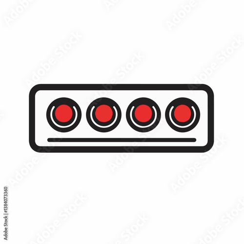 Illuminated red circles activate status display system flat design