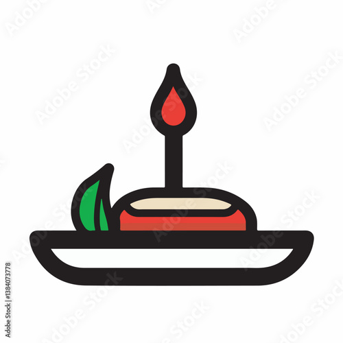 Icon candle burning brightly plate graphic celebration