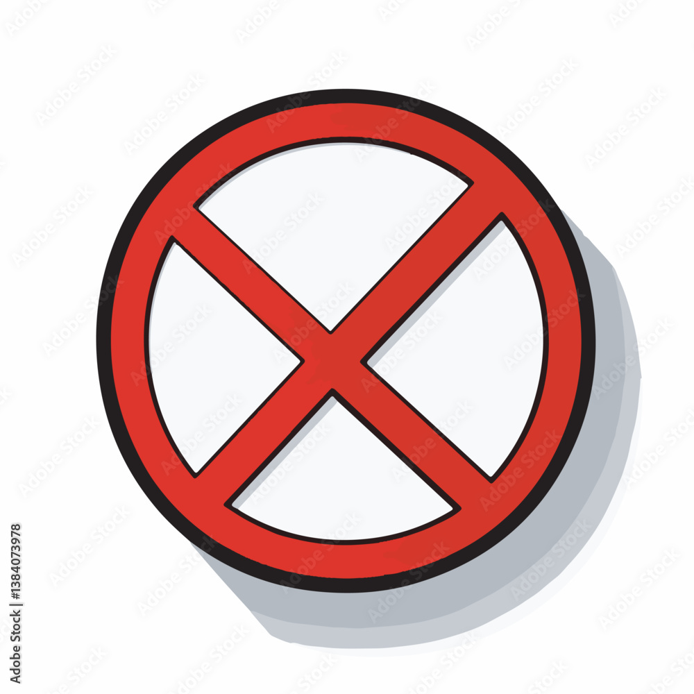 Red prohibition symbol excludes action white background illustration shadow detail