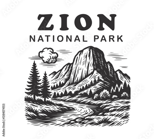 zion national park vector illustration