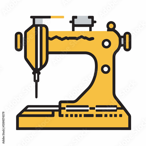 Sewing machine icon stitching cloth in studio minimalist style illustration