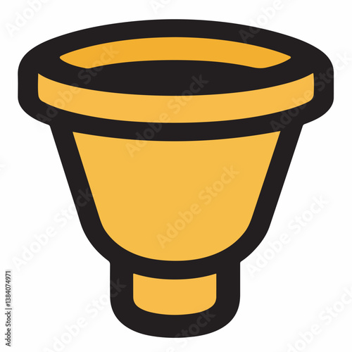 Yellow funnel guides substance in simple white scene graphic