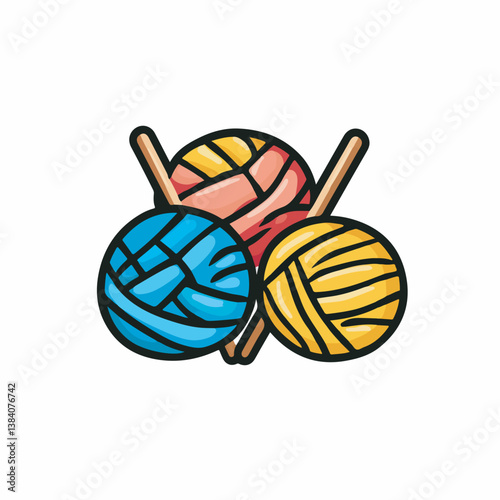 Yarn balls display vibrant colors on sticks art craft design