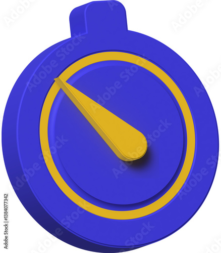 3D render of a blue stopwatch with a yellow pointer