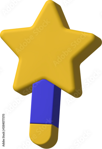 3D Cartoon Star Wand Illustration