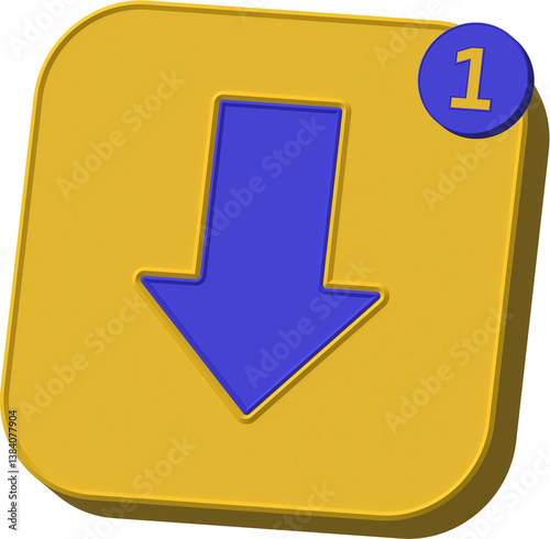 3D Download Button with Notification