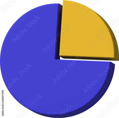 3D Pie Chart Infographic with Blue and Yellow Segments