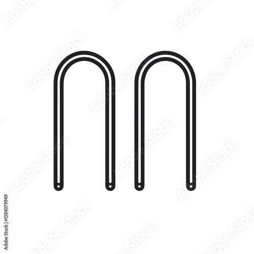 Double metal bike racks stand upright simplistic urban park