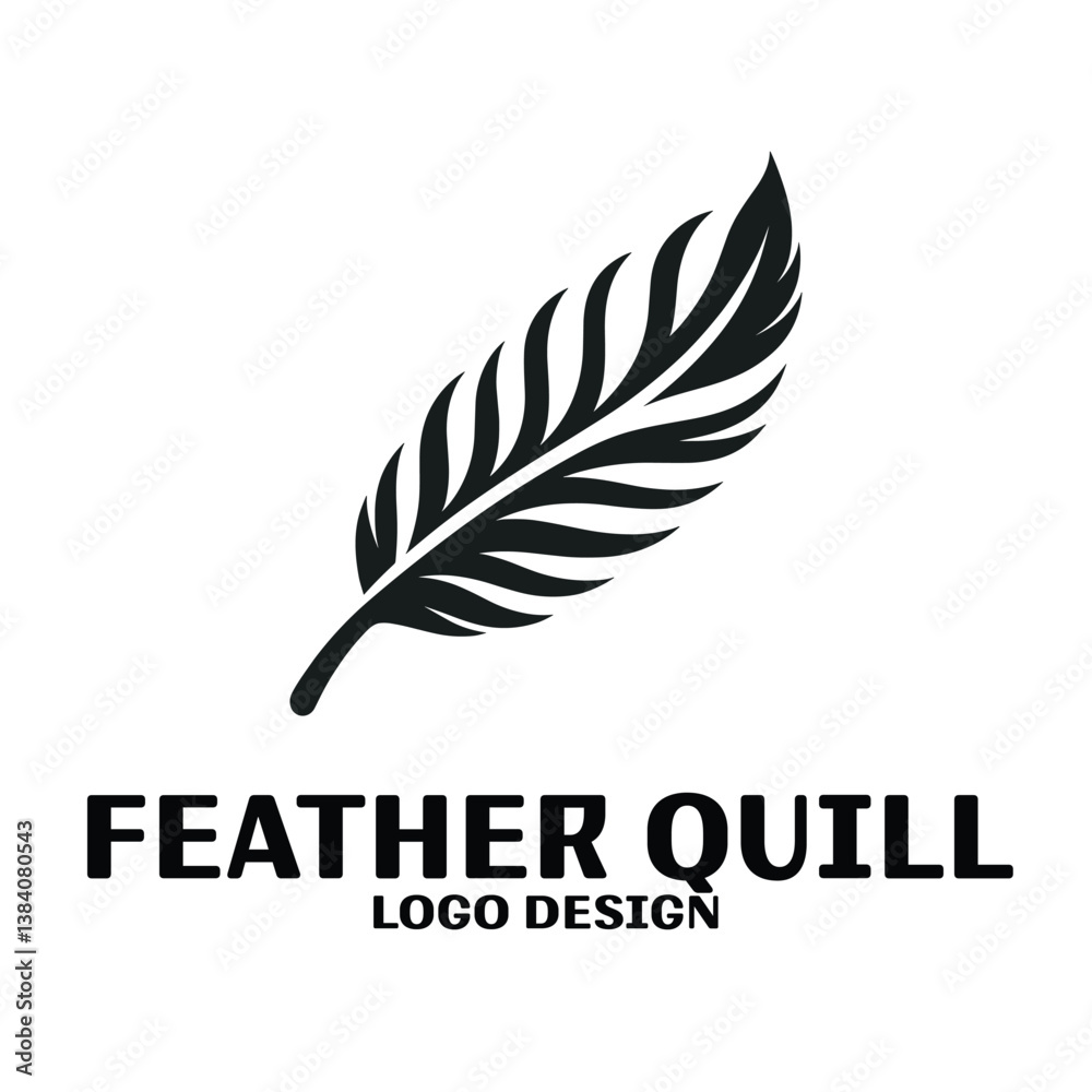 Feather Quill Vector Logo Design Feather Quill Vector Logo Design