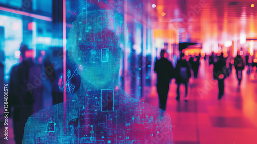 Zero trust security model and architecture. Access control through user authentication and identity verification. Businessman using laptop computer with device authentication.