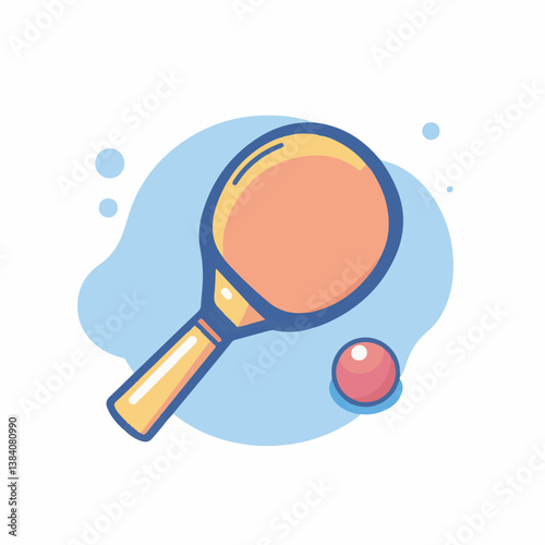 Paddle hits sphere stylized design sports game flat