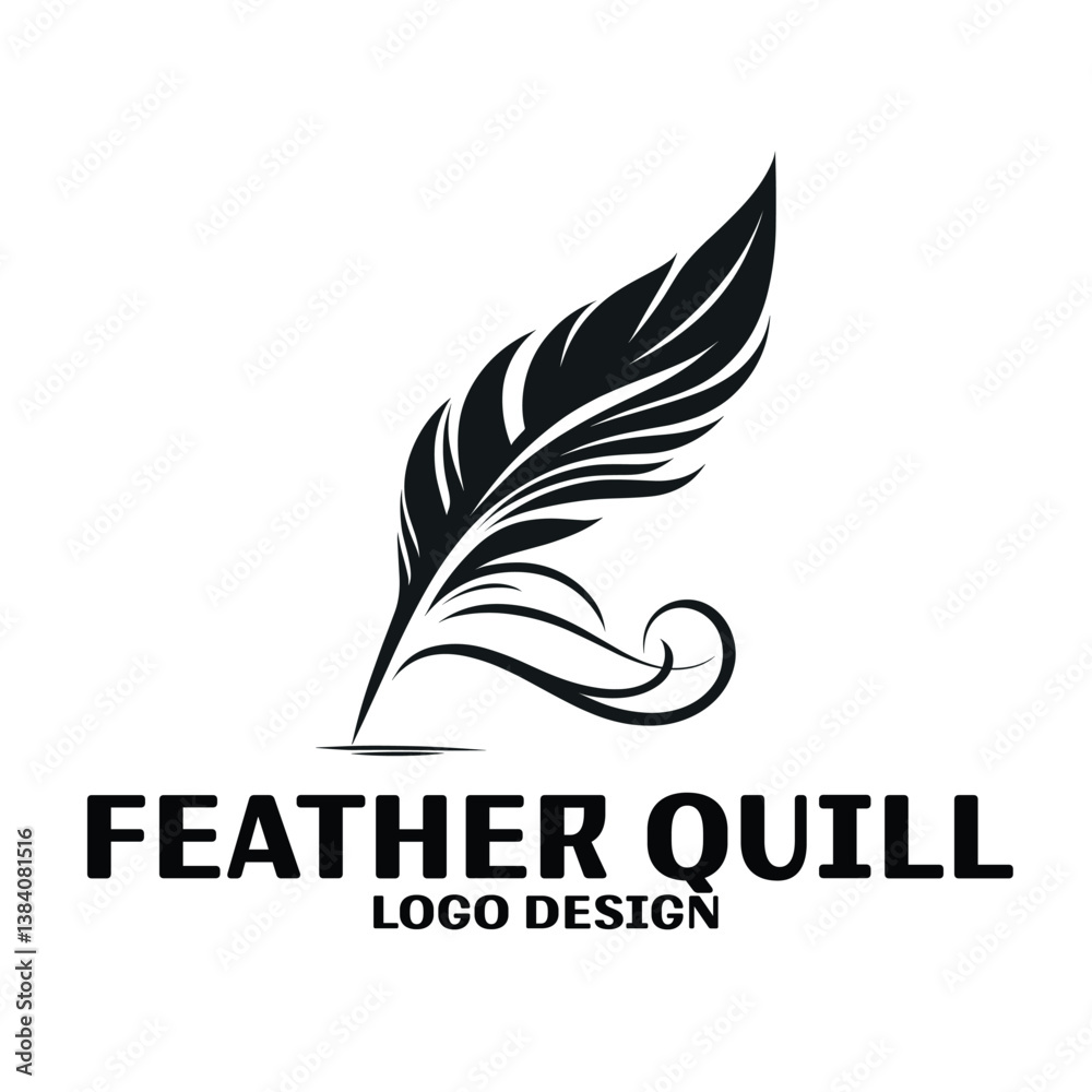 Feather Quill Vector Logo Design Feather Quill Vector Logo Design