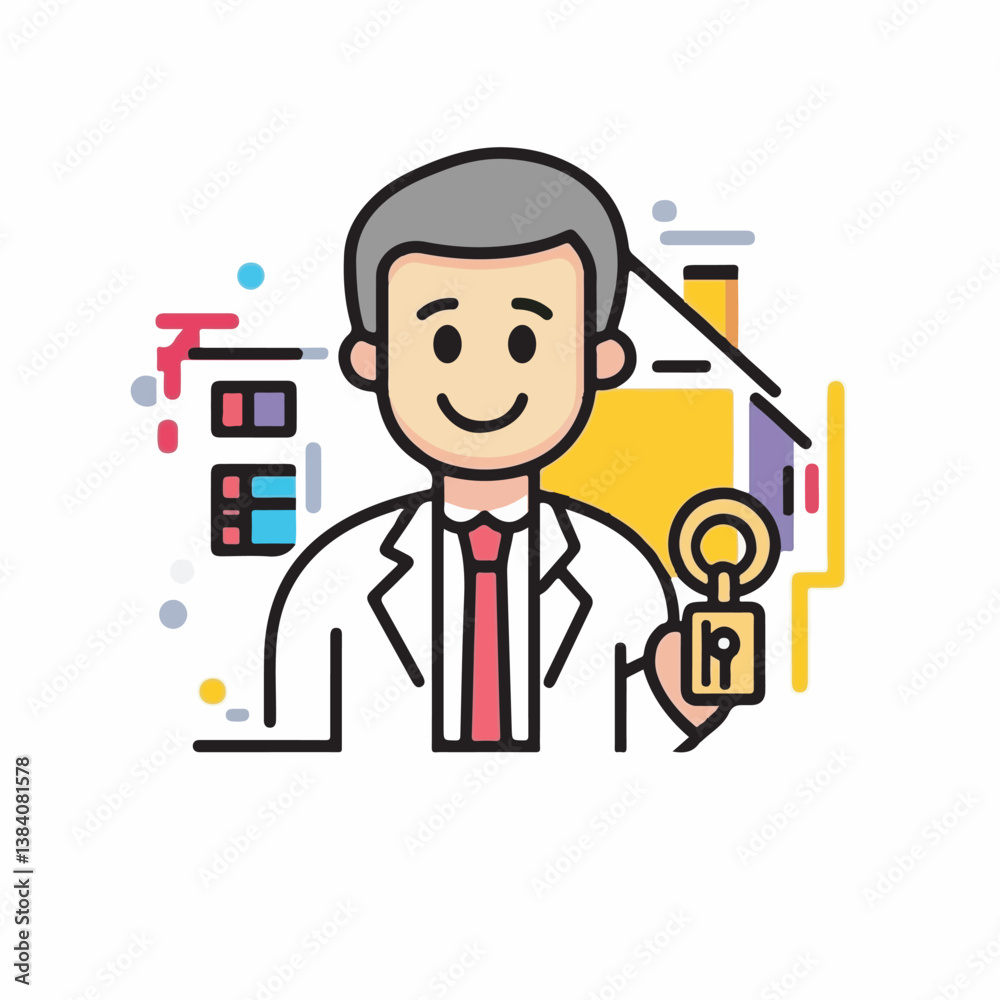 Agent realtor holds house key abstract residence sale design Agent realtor holds house key abstract residence sale design