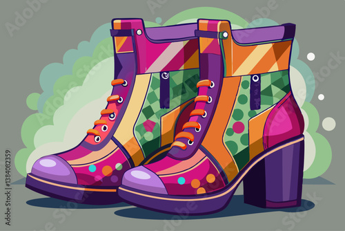 vector of High women's boots on an isolated background.