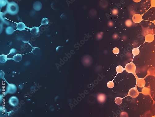 Abstract Science atoms and molecules. View of Human Genome Structure on Dark Background