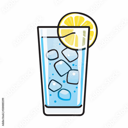 Refreshing drink quenches thirst in glass with lemon garnish on white background