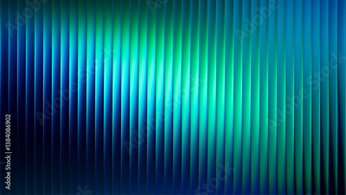 Futuristic neon texture with vibrant shades of blue green gradients and bright smooth fluted vertical lines. Bold dynamic design blending smooth tones and radiant colors for modern visual art project