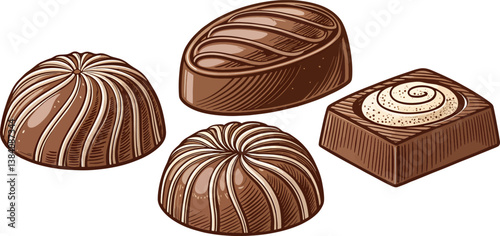 srt of vector chocolate candies on white