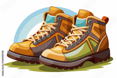 vector of Hiking boots isolated on white
