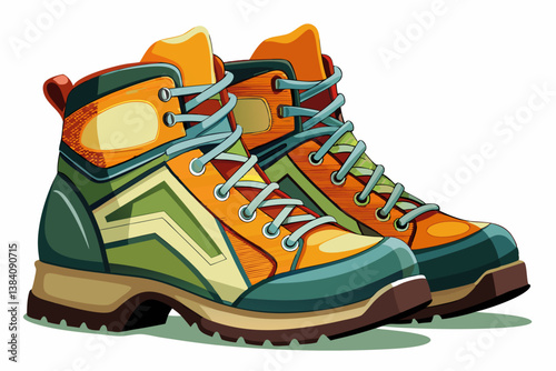 vector of Hiking boots isolated on white