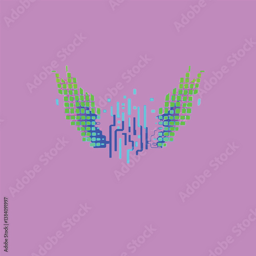 Adobe Illustrator Artwork Abstract Digital Wings Design on a Pastel Background