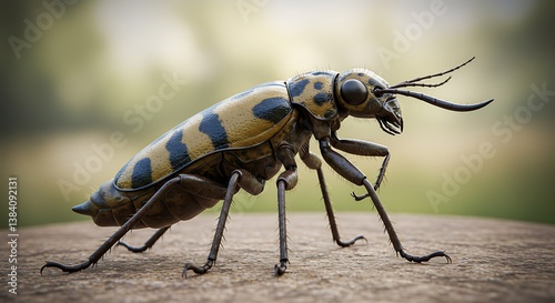 Wallpaper Mural Spotted Beetle Crawling on Wood Surface with Blurred Natural Background Torontodigital.ca