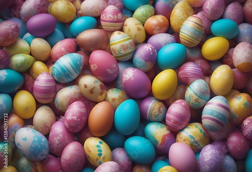 eggs pile easter colorful purple yellow illustration colours collection colourful blue background egg red gift bright ornate pink green happy holiday bunch spring season seasonal traditional