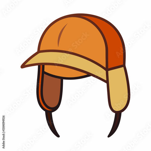 Minimal Trapper Hat Vector Illustration on White Background