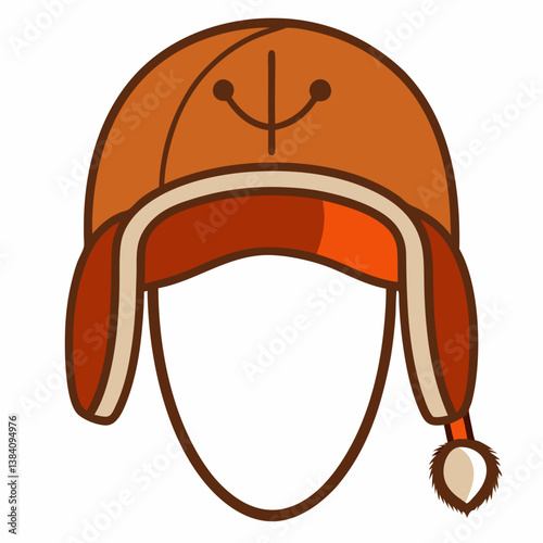 Minimal Trapper Hat Vector Illustration on White Background