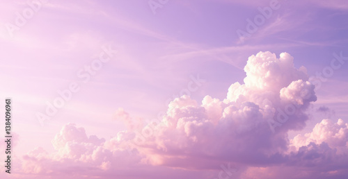 Pastel Pink and Purple Sky with Fluffy Clouds