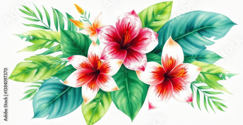 Stunning Tropical Floral Bouquet Watercolor Painting