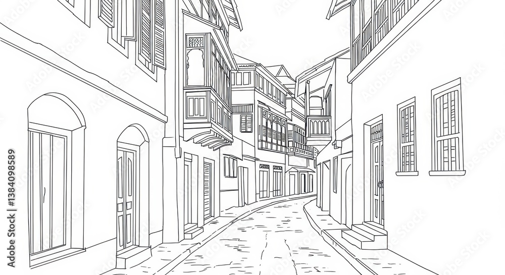 Fototapeta premium Zanzibar Stone Town Architectural Outline