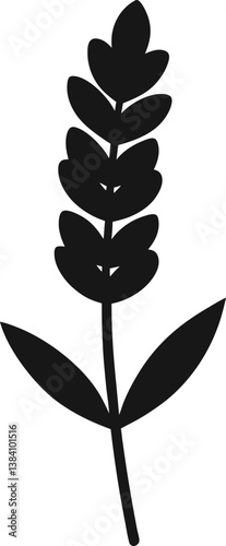 Simple Silhouette of a Lavender Sprig