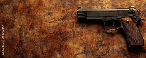 Handgun on a textured surface